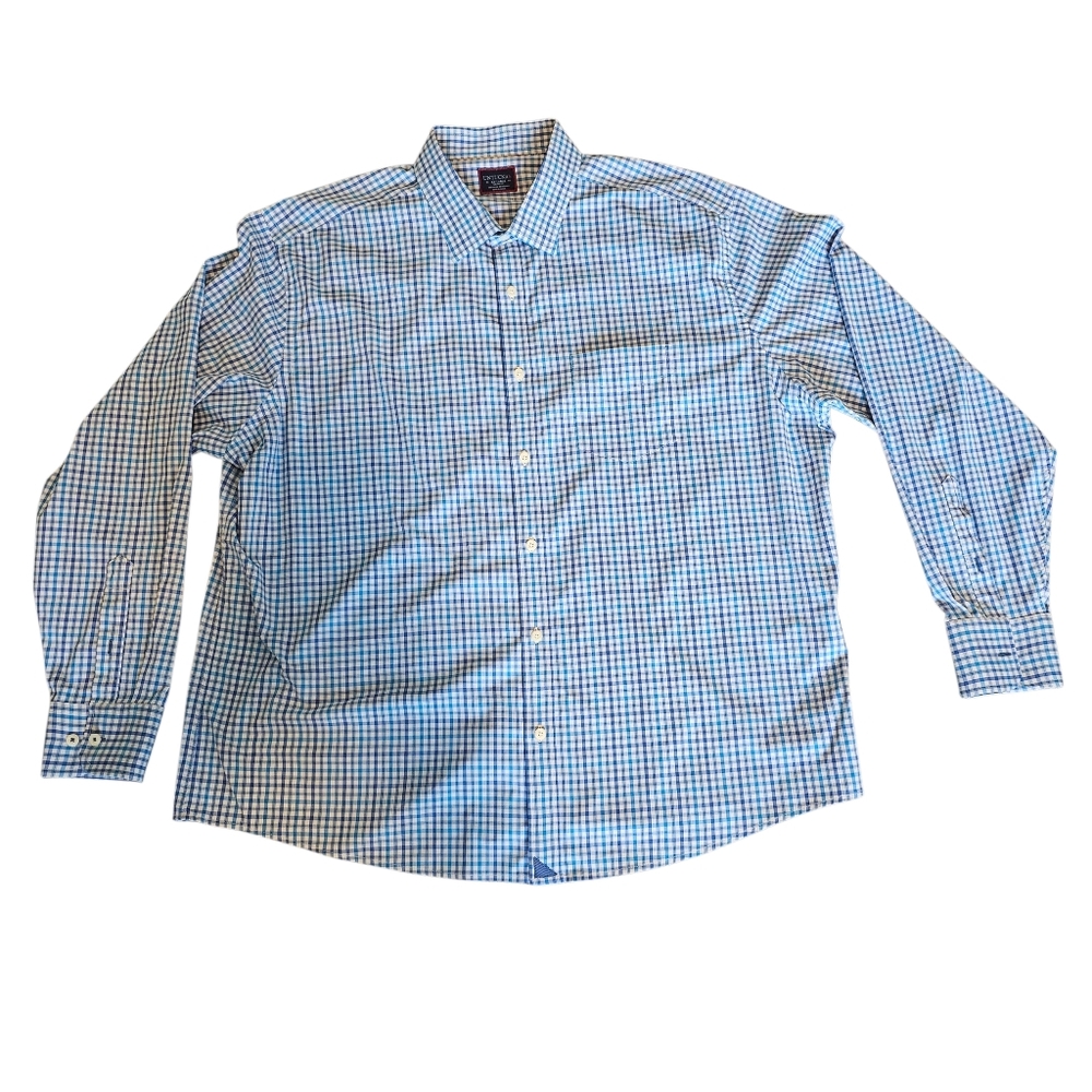 Men's Untuckit Blue Checkered Shirt, XXL